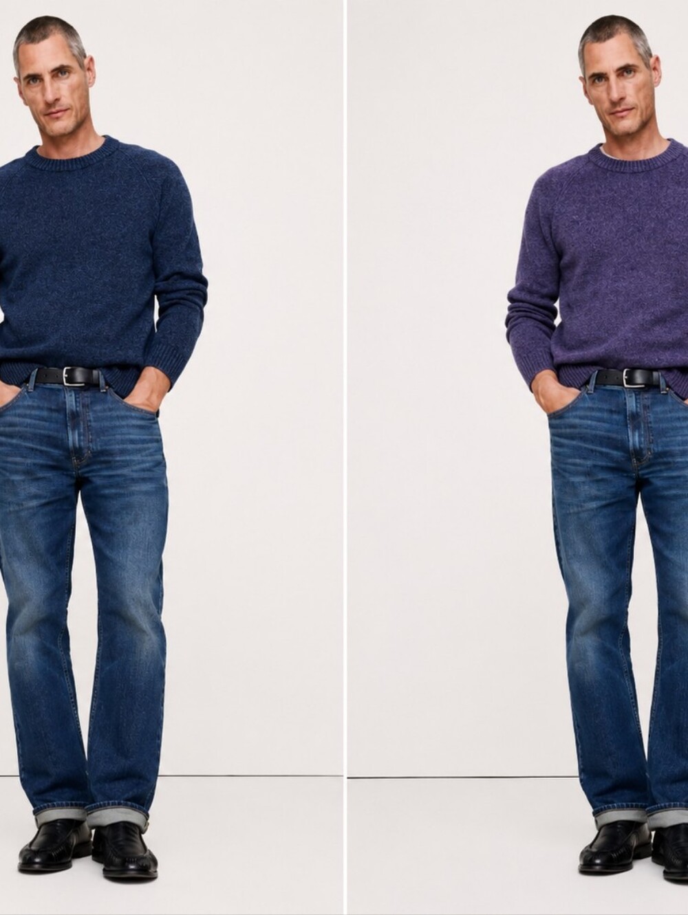 2 Men's Banana Republic Crewneck Italian Wool Sweaters Preppy Old Money